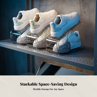 Foldable Shoe Organizer, Transparent Layered Storage Box, Space-Saving Divider Rack