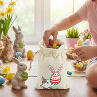 20pcs Easter Burlap Bag Rustic Design Easter Burlap Gift Bags Reusable Bunny Drawstring Bags for Kids, Spring Holiday Events, School Event, Infant Showers