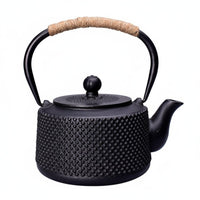 Textured Cast Iron Teapot Hinged Lid Black Cast Iron Teapot Heat Retention