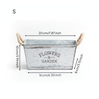 Metal Planter with Rope Handles Distressed Container Versatile for Bookshelf