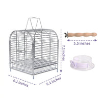 Mini Stainless Steel Portable Cage Bird Cage, Metal Portable Pet Cage with Handle, Handheld Pet Carrier for Small Animal Travel Outdoor Use 142
