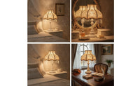 Table Lamp with Textile Shade Decorative Bedside Table Lamp Floral Warm for Bedroom, Reading Corner