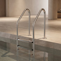 Stainless Steel Pool Ladder with Flange Base Easy to Install 2-Step Pool Ladder Long-Lasting Secure