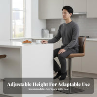 Upholstered Rotating Bar Stool Adjustable Height Upholstered Rotating Stool with Support Modern Design Integrated Footrest