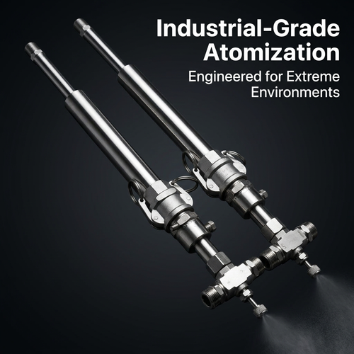 Stainless Steel Mist Nozzle, 1/4 BSPT Pneumatic Spray Tip, Desulfurization Denitrification, 0.5mm Orifice, Industrial Cooling