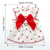 Pet Dress with Heart Pattern Design, Soft Dog Dress and Cat Dress with Front Neck Bow, Spring Pet Clothes for Small Dogs or Cats