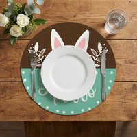 Round Easter Placemat Happy Easter Bright Pattern Easter Round Placemat Easy to Clean Decorative Table Mat for Families, Home Decoration, Holiday Dinners, Kitchen