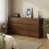 6-Drawer Dresser Handleless 6 Drawer Dresser Floor-Standing Storage Cabinet with Drawers for Bedroom, Living Room, Apartment