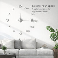 3D DIY Frameless Large Wall Clock, Home Decor, Minimalist Pointer Digital Display, Large Wall Clock for Living Room Home Office, Battery Operated