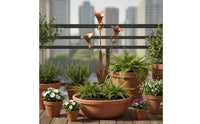Garden Stake with Bells Rusted Metal Flower Stake Bronze-Copper for Gardeners