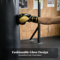 Long-Lasting PU Leather Boxing Gloves Pearlescent Finish Muay Thai Gloves Shock Absorbing Padding Combat Sports Equipment Reinforced Stitching for Men, Women, Young Athletes, Fitness, Competition