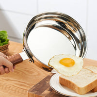 316L Stainless Steel Pot with Lid Mirror Polished Stainless Steel Pan with Wooden Handle Durable Single Handled Cooking Pan Rust-Proof for Home Cooks, Gas Stoves