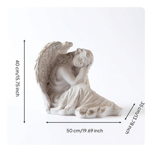 Resting Angel Figurine Vintage Angel Statue Resin Cherub Statue White for Photographers
