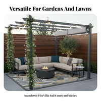 Easy Assembly Retractable Canopy Pergola Sturdy Construction Climbing Vine Vine Trellis Weather Resistant Metal Frame Gazebo Protection for Homeowners, Entertainers, Courtyard, Backyard, Poolside, Barbecues