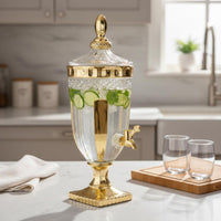 Glass Beverage Dispenser with Spigot Transparent Structure Large Capacity Water Dispenser Vintage Design Beverage Jar Easy To