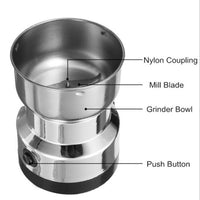 Stainless Steel Coffee Grinder, Small, UK Plug