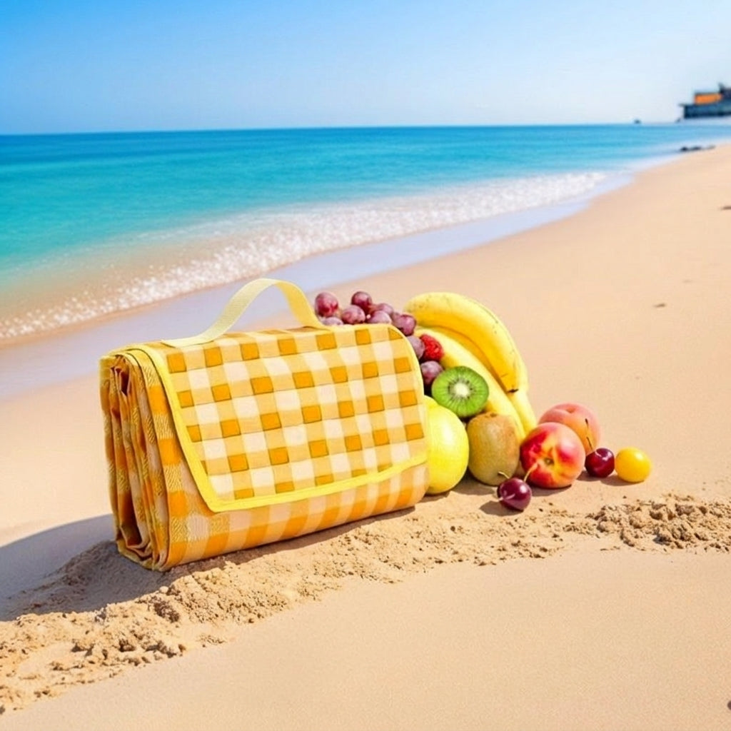 Outdoor Rug and Picnic Blanket for Family Picnic, Large 2*3m Non-woven Camping Mat and Blanket, Waterproof Beach Blanket, 0.8kg Anti-slip Mat