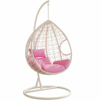 Freestanding Ovoid Chair Wickerdesign Weave Freestanding Enclosed Lounger Plush Paddinging All-Weather for Balcony, Garden