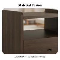 2-Tier Transparent Stand Space-Saving Nightstand polished Rounded Corners
