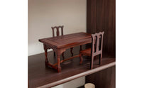 3 Pieces Dollhouse Tea Table with Chairs Traditional Style Dollhouse Table and Chairs Elegant Evocative Mini Tea Party Set for Collectors