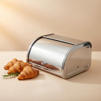 Stainless Steel Bread Box Sleek Design Hinged-Lid Bread Container for Home Cooks