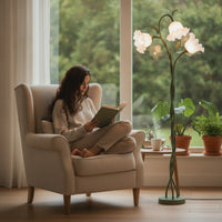 Floor Lamp with Flower Shades Adjustable 3-Head Floor Lamp Decorative for Living Room