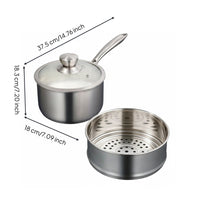 Small Milk Pan Coating Baby Meals Cooking Pot Dishwasher Stainless Steel Saucepan with Steamer for Students, Dorm Room