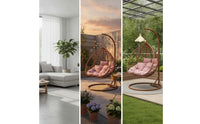 Weather-Resistant Egg Chair with Stand Weatherproof Hanging Basket Chair Waterproof Woven for Backyard, Balcony, Reading Nook