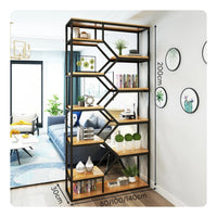 Geometric Partition Shelf Freestanding Industrial Bookshelf Uncovered Back