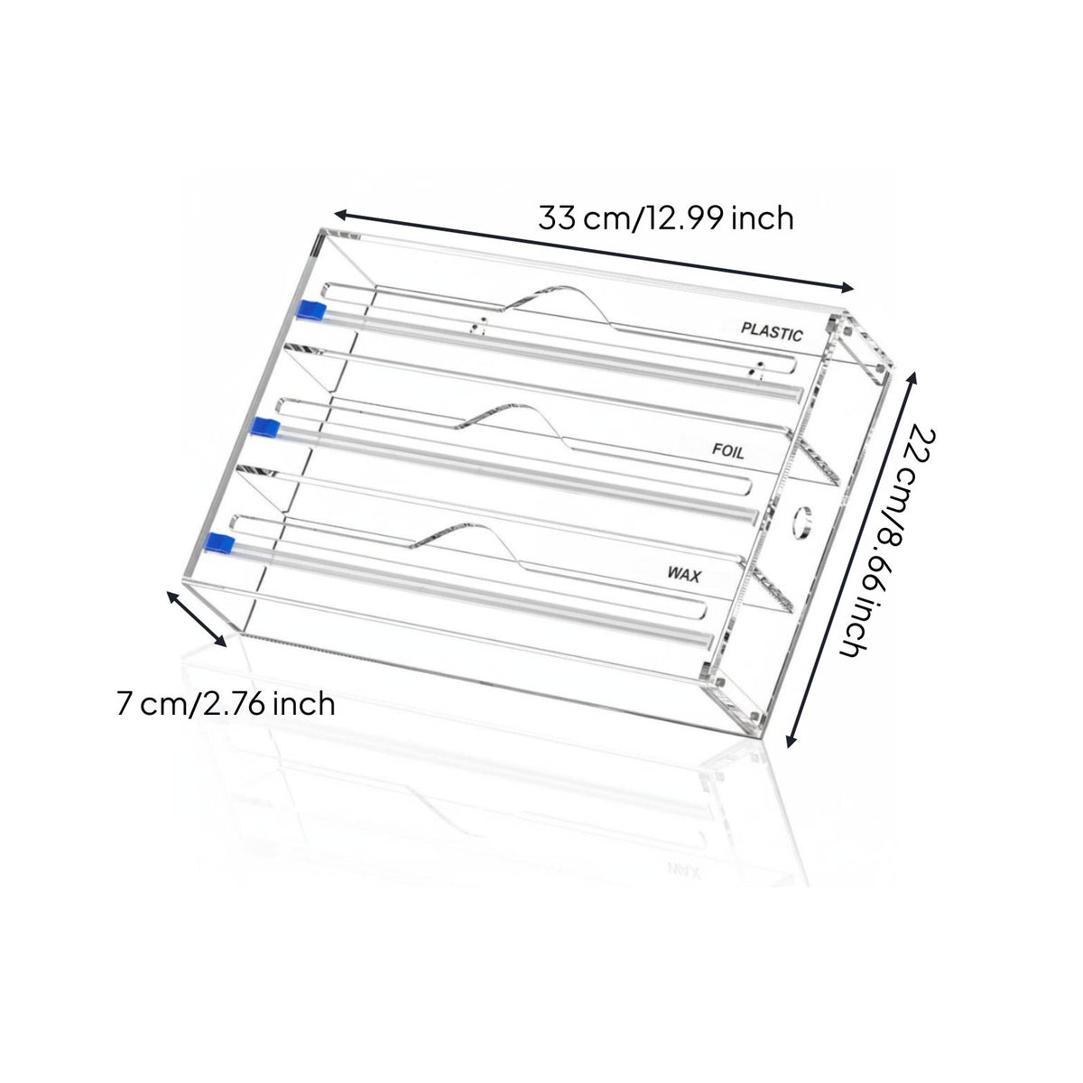 Wall Mounted Plastic Wrap Easy to Cut Acrylic Foil Dispenser for Pantry