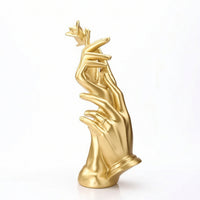 Hand Statue with Roses Golden-Hand Statue Sculptural for Living Room, Bookshelf