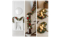 Lighted Artificial Christmas Garland Conifer Christmas Garland with Pinecones Faux Vine for Mantel, Staircase, Doorway