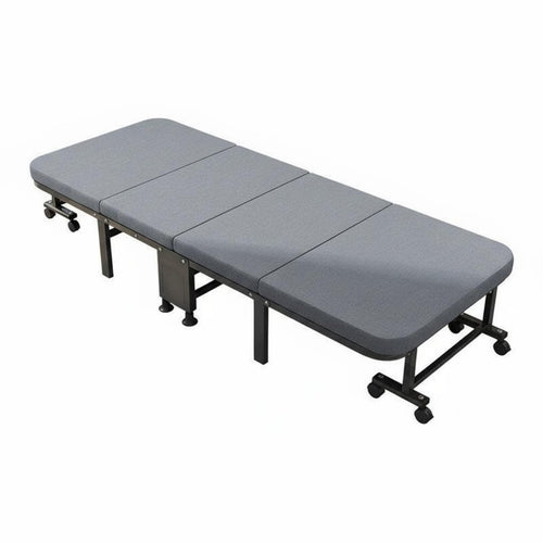 Four-fold Lounger Foldable Single Bed Portable Space-saving Design Durable Metal Frame Convenient Mattress Pad Suitable for Office Workers Caregivers Dormitory Small Apartment
