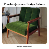 Upholstered Single Sofa Japanese with Design Armchair Firm Wood Frame Soft Upholstery for Readers, Living Room, Bedroom