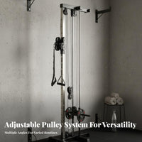 Wall Mounted Pulley System Multi-Functional Wall Mounted Cable Station Heavy Duty Steel Frame Home Gym LAT Pulldown Unit for Bodybuilders, Athletes