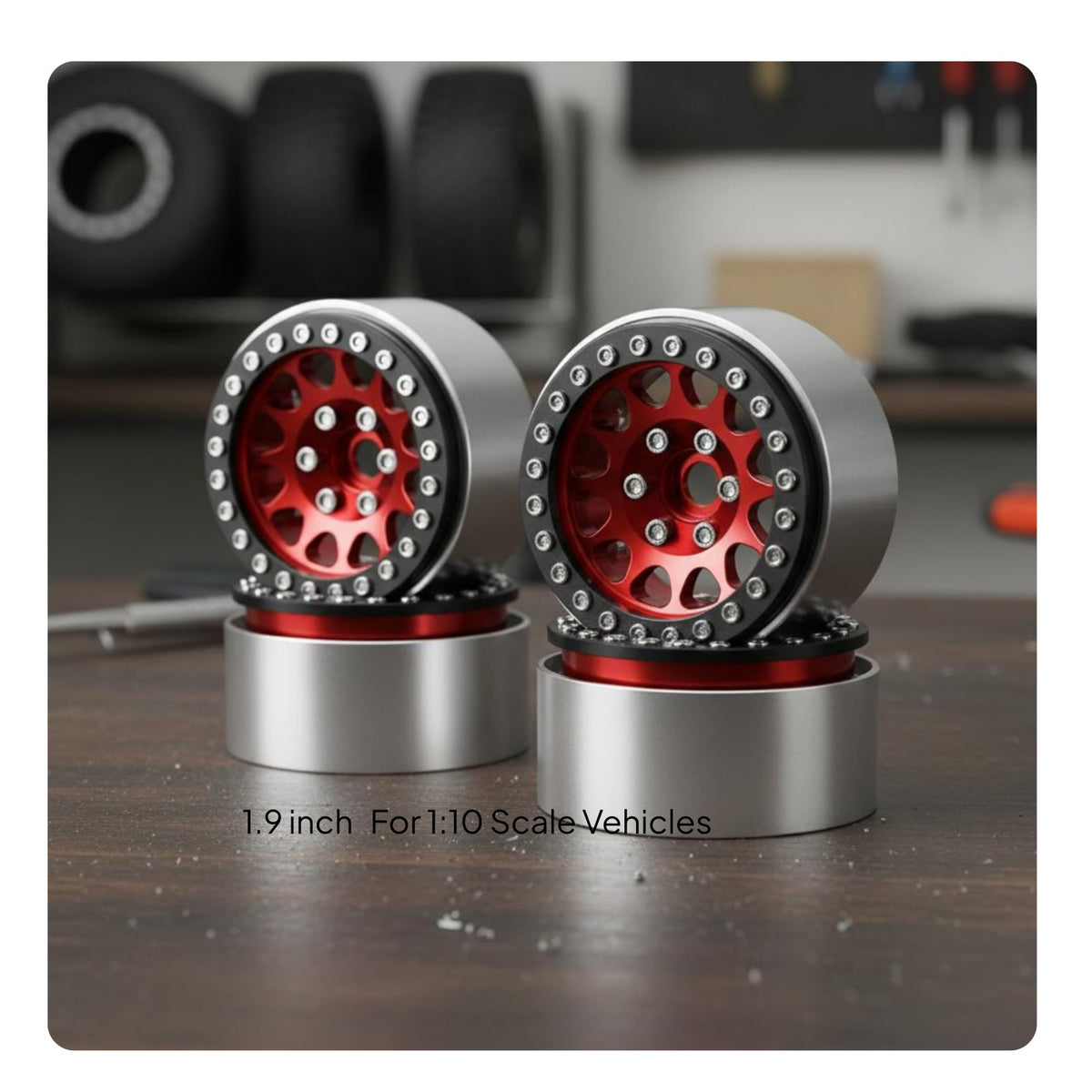 1.9 Inch Beadlock Wheels Heavy Duty Metal RC Crawler Rims Strong Durability