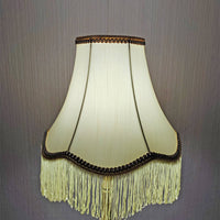 Tassel Lampshade Beige Textile Table Lamp Shade Copper Rim