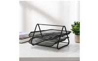 Desk Organizer with Two Tiers Sleek Wire Mesh Paper Tray Functional for Students