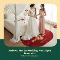 Red non-slip oval mat