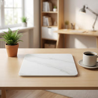 Polished Ceramic Cooling Pad and Hamster Cooling Mat, Passive Cooling Pad for Small Pets, White Marble Pattern Thermal Tile for Indoor Cages