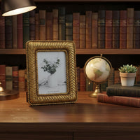 Woven Texture Photo Frame Vintage Look Braided Border Photo Frame for Study Room