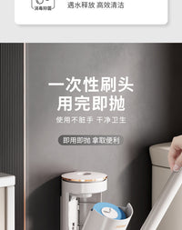 Disposable Toilet Brush with Wall-Mounted Holder and Refill Heads