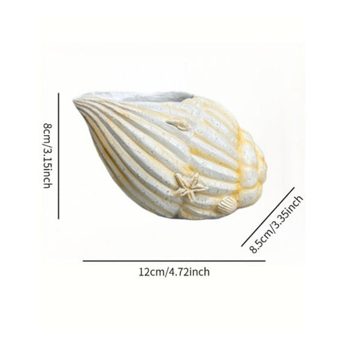 Resin Shell Flower Pot Minimalist Coastal Shell Planter Decorative