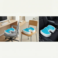 Contoured Memory Foam Seat Cushion Supportive Seat Cushion with Gel Comfortable Chair Pad Soft for Office Workers, Gamers