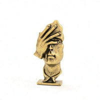 Abstract Human Sculpture Compact Brass Figurine Flat Base