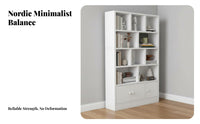 Wooden Bookcase with Cabinets Dust-Resistant Design Floor Standing Bookshelf Multifunctional Standing Bookshelf for Book Lovers, Students, Living Room