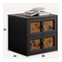 Freestanding TV Console Solid Wood Storage Cube Household Furniture Vintage Design Accent Cabinet Artistic Panel Doors Suitable for Gift Giving Home Decoration