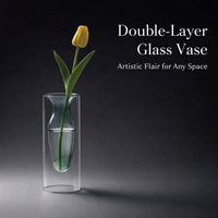 Double Layer Glass Vase, Nordic Style Geometric Ornament