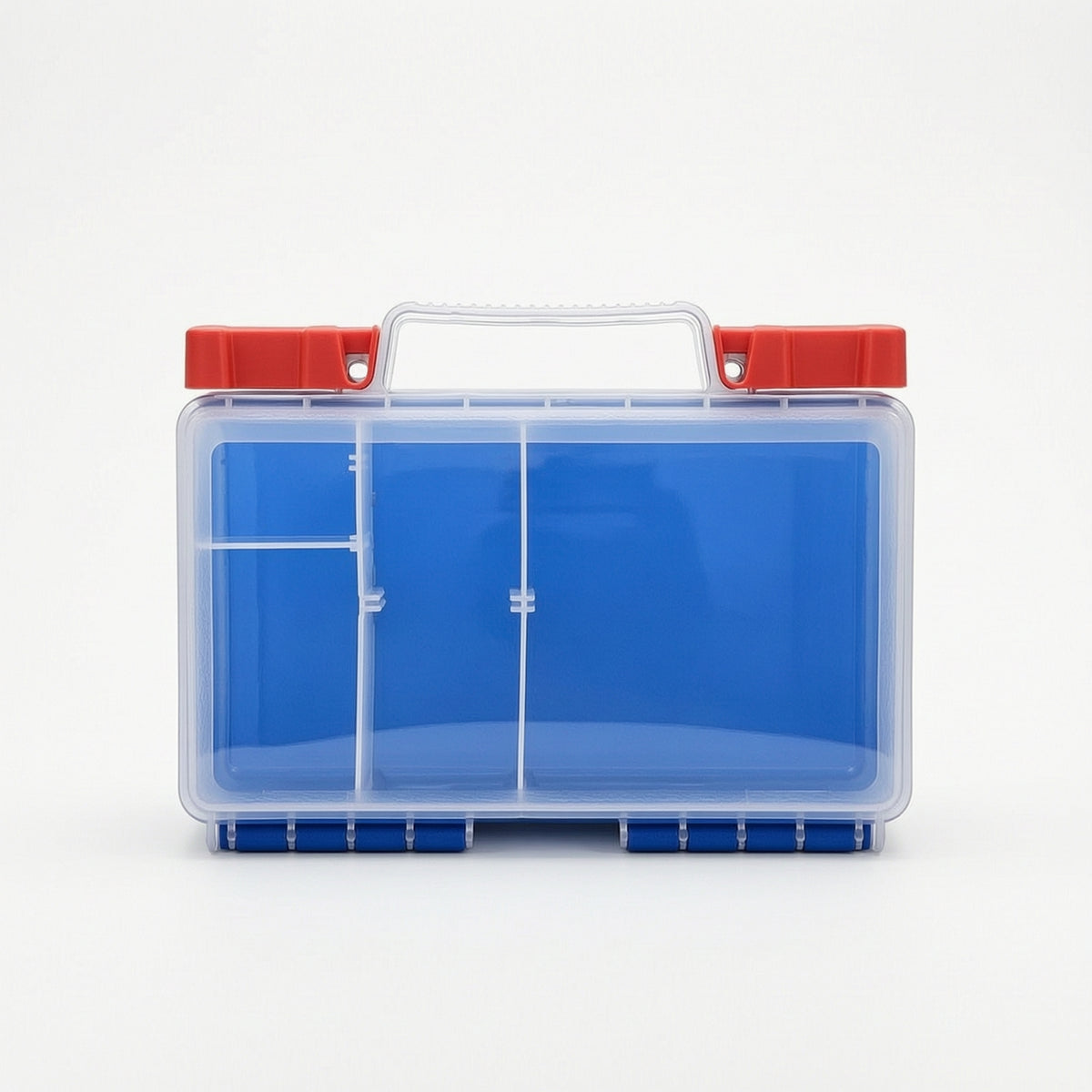 Portable Storage Box with Compartments Hinged Compartment Box with Handle Latched Plastic Organizer with Latches Clear for First Aid