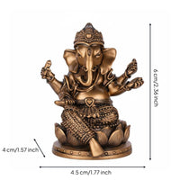 Lotus Base Ganesha Sculpture Thai Design Ganesha Idol Vintage Finish